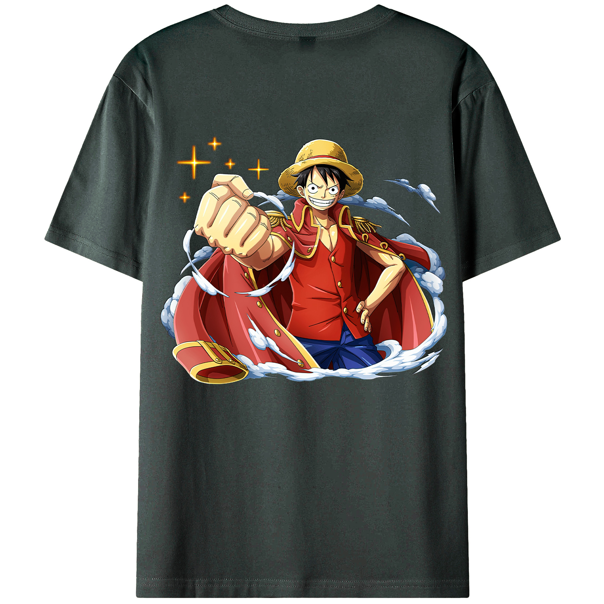 ワンピース モンキー・D・ルフィ ONE PIECE Monkey D. Luffy 綿100％ メンズ半袖Tシャツ（バックプリント） 通気性
